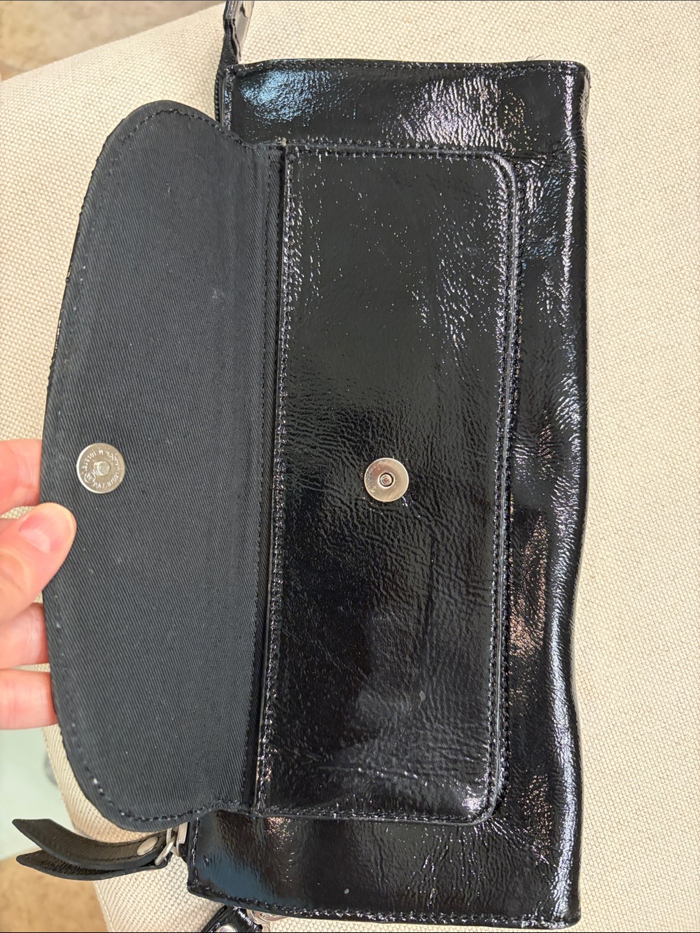 Talbots Black Patent Leather Wristlet Clutch - Picture 6 of 11